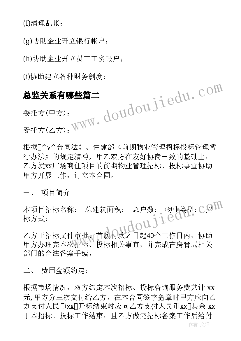 2023年总监关系有哪些 与财务公司签订合同(模板10篇)