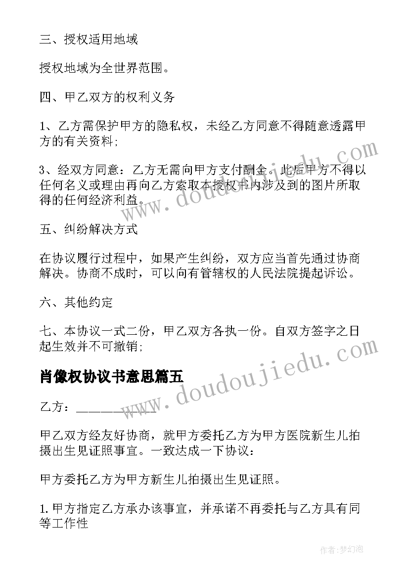 肖像权协议书意思 肖像权授权协议书(实用5篇)