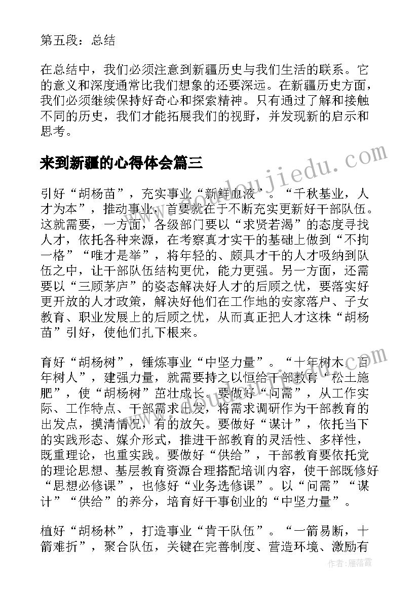 最新来到新疆的心得体会(汇总5篇)