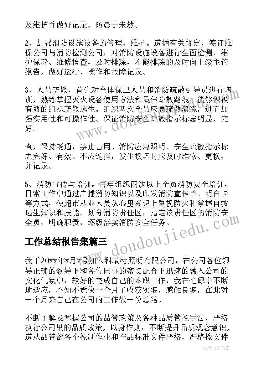 工作总结报告集(实用7篇)