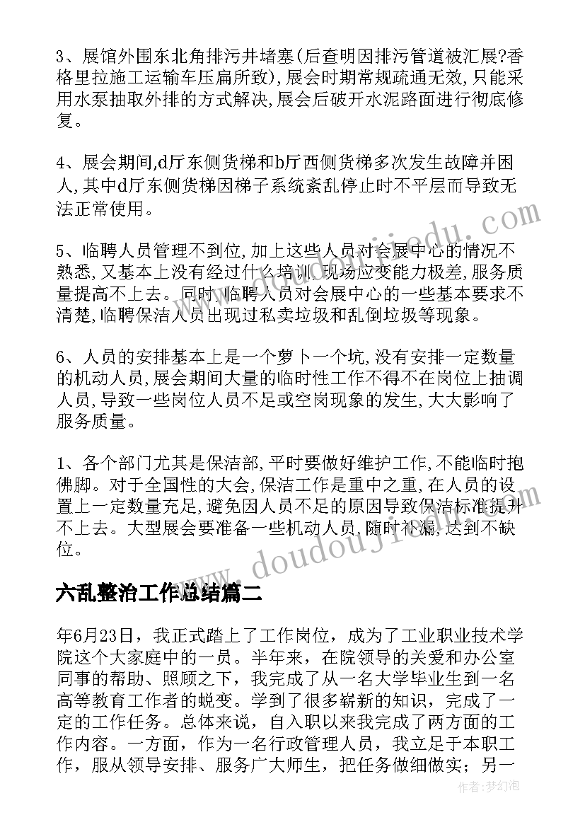 最新六乱整治工作总结(优秀5篇)