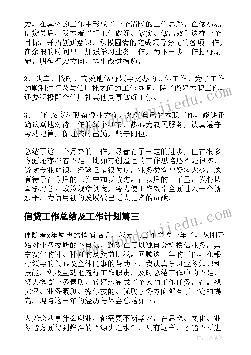 最新信贷工作总结及工作计划 信贷会计工作总结(汇总10篇)