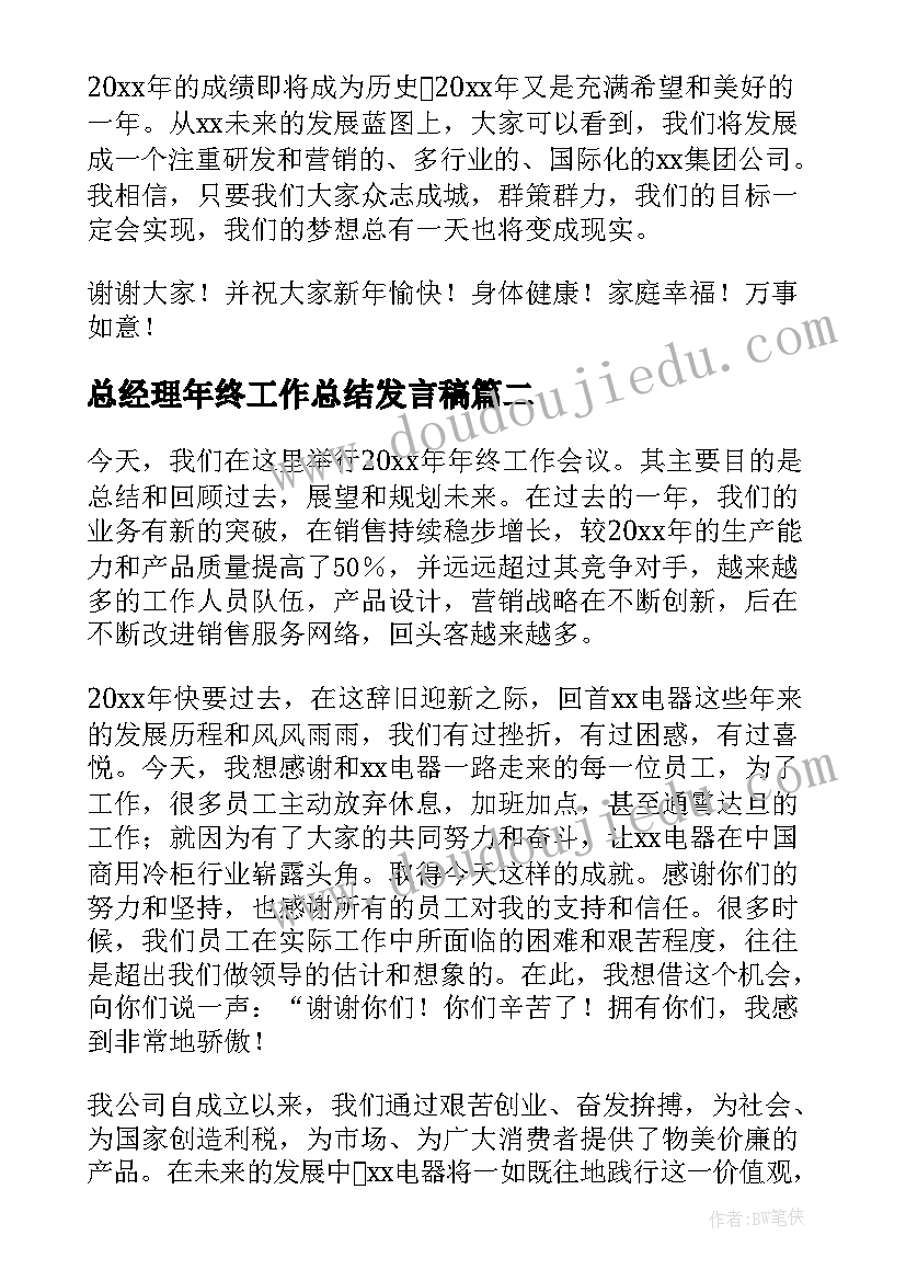 2023年总经理年终工作总结发言稿(模板7篇)