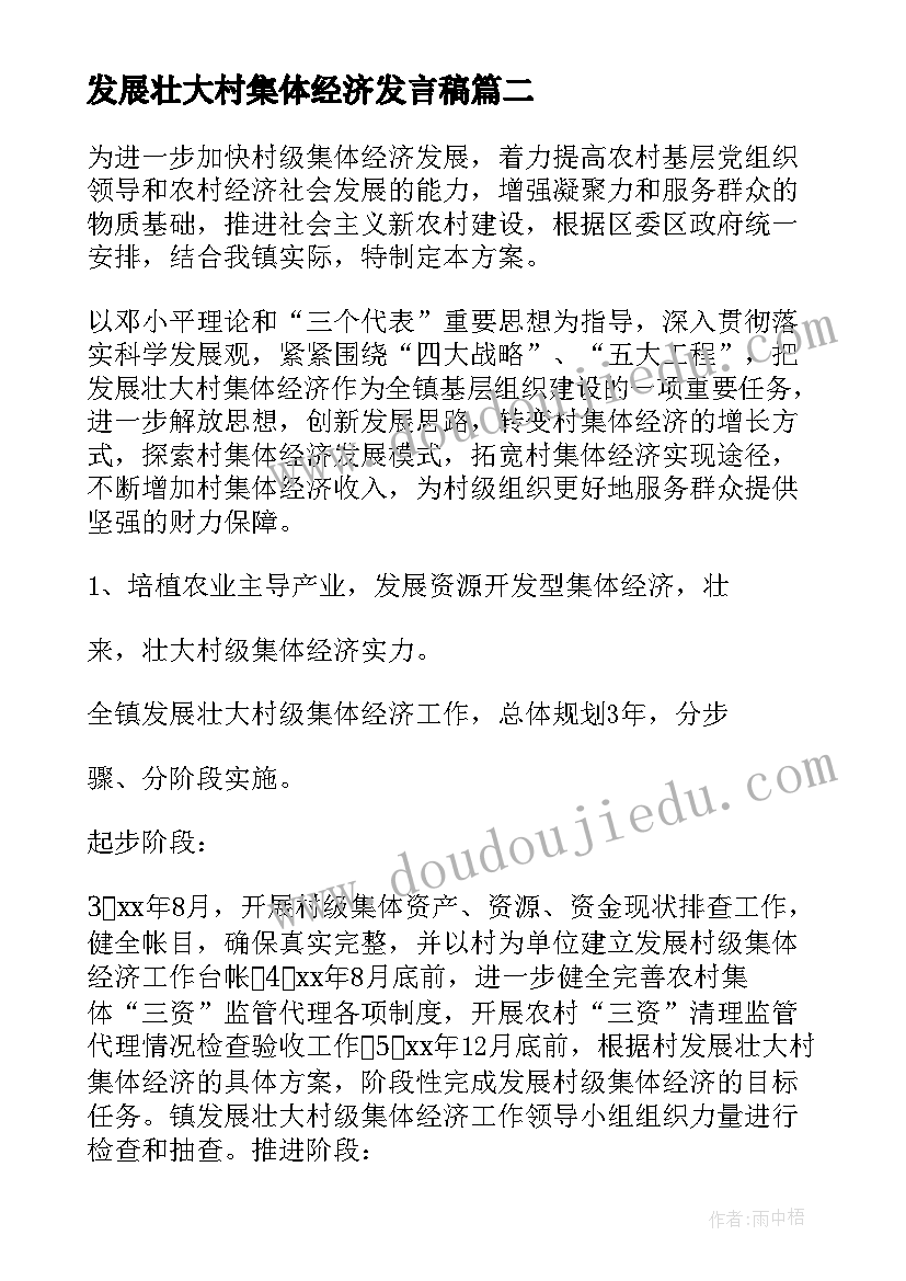 2023年发展壮大村集体经济发言稿(模板5篇)