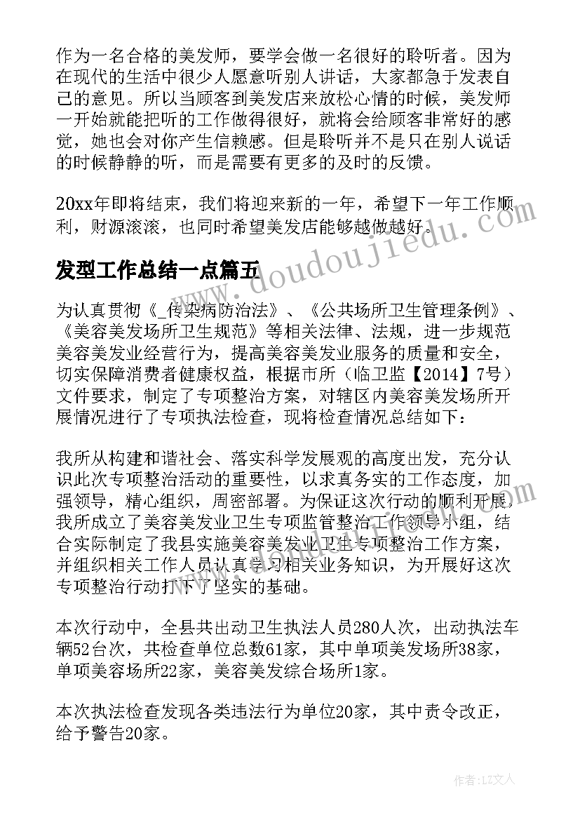 2023年发型工作总结一点(大全5篇)