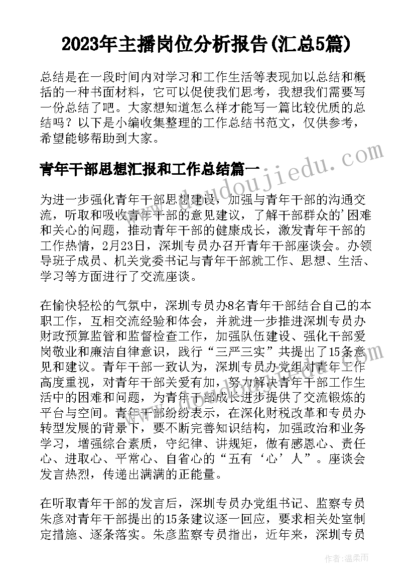 2023年主播岗位分析报告(汇总5篇)