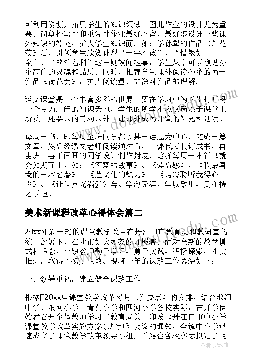 2023年美术新课程改革心得体会 新课改工作总结优选(精选5篇)