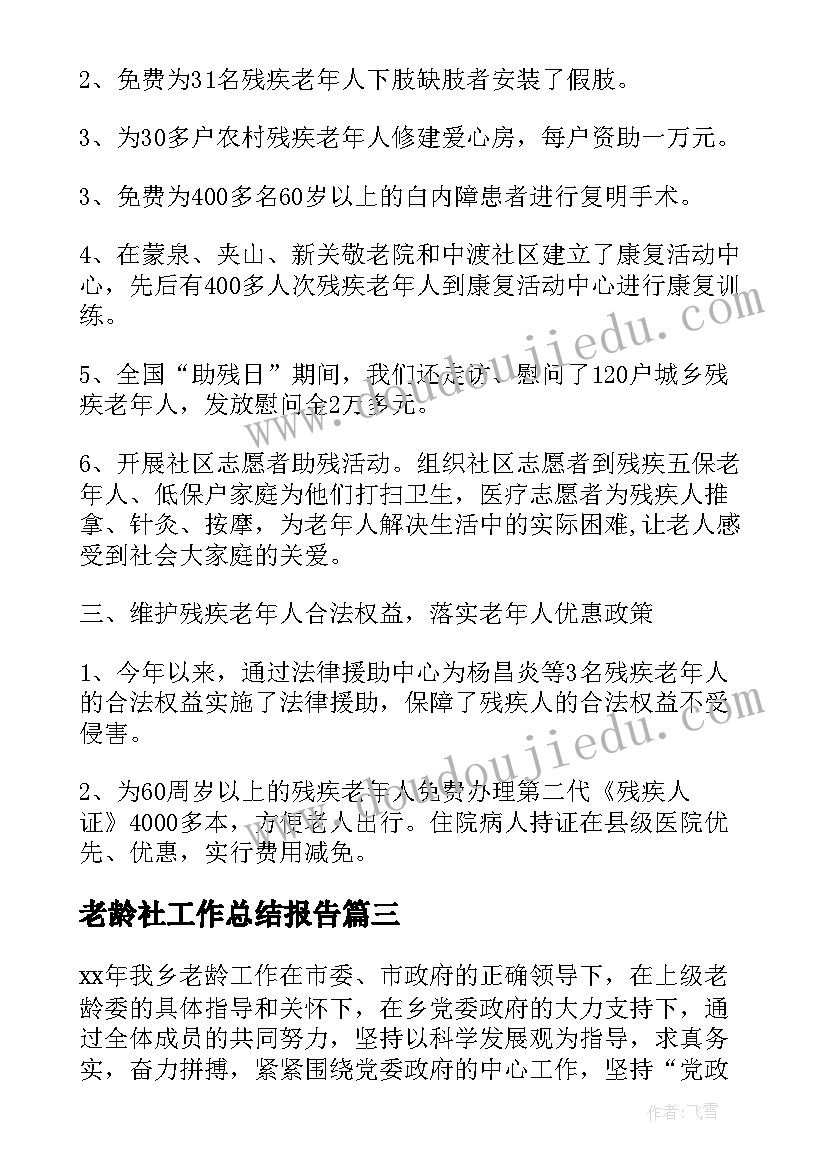 2023年老龄社工作总结报告(汇总10篇)