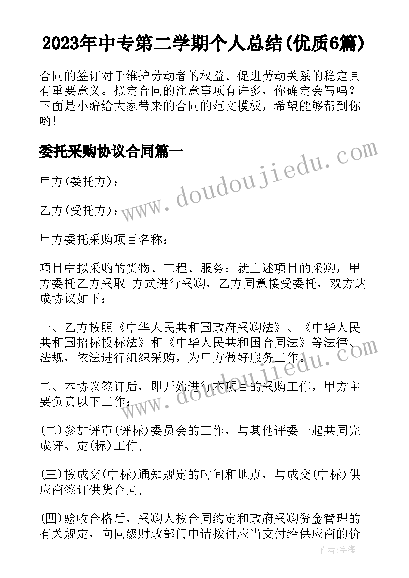 2023年中专第二学期个人总结(优质6篇)