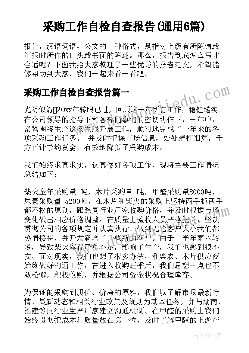 采购工作自检自查报告(通用6篇)