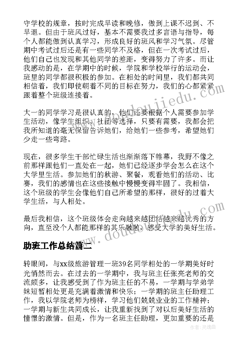 2023年助班工作总结(通用5篇)