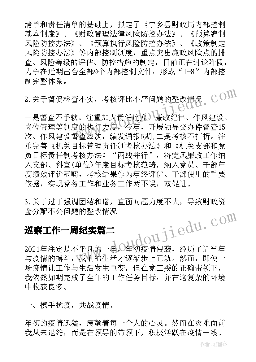 2023年巡察工作一周纪实 青海巡察工作总结共(汇总7篇)