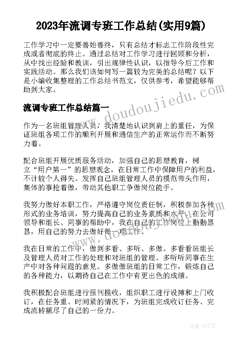 2023年流调专班工作总结(实用9篇)