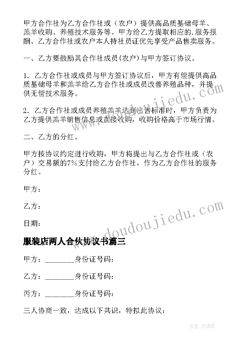 服装店两人合伙协议书 两人合伙协议书(模板9篇)