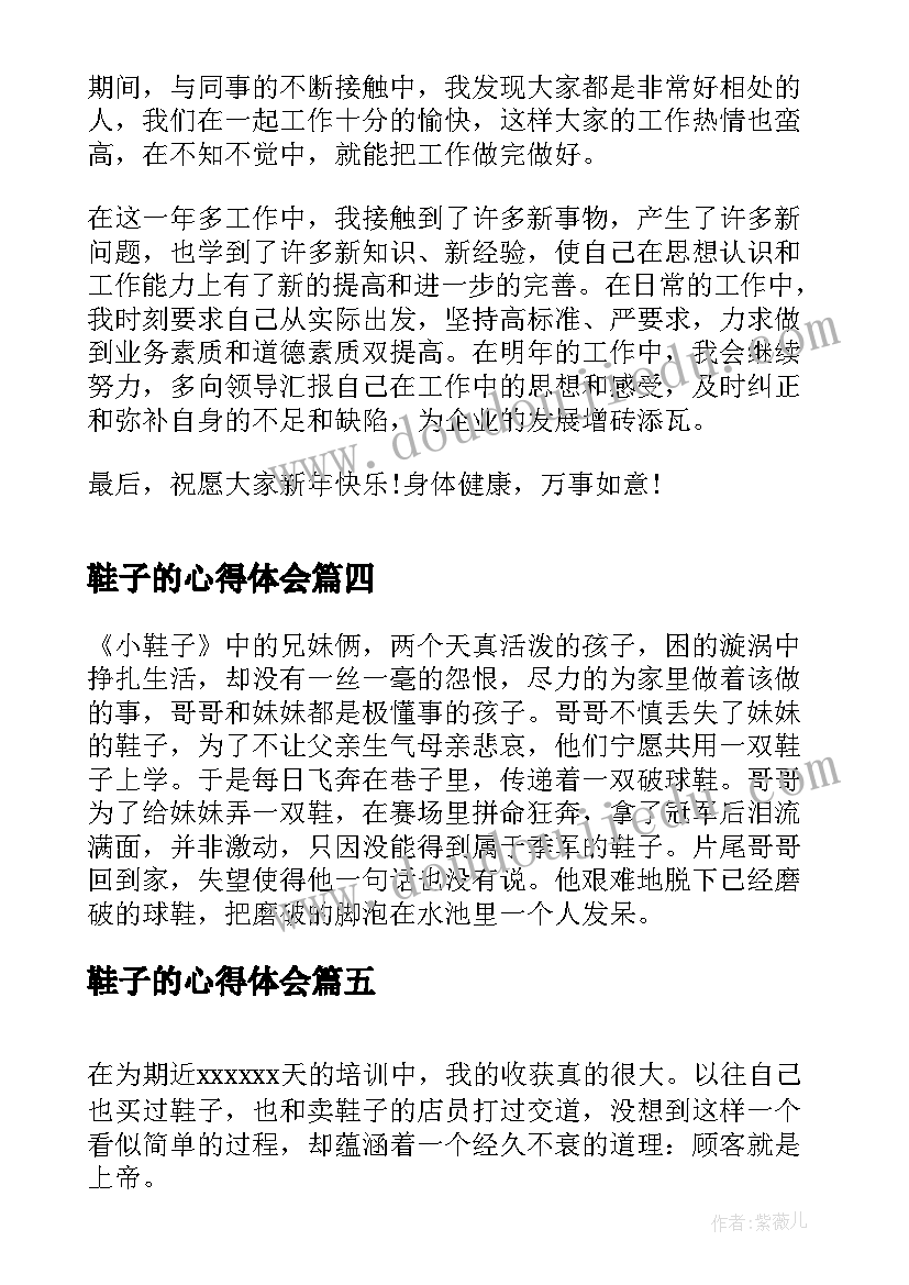 2023年鞋子的心得体会(通用5篇)