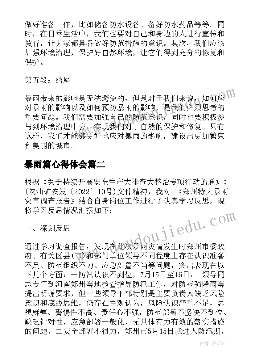 2023年暴雨篇心得体会(优质5篇)