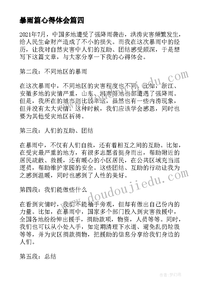 2023年暴雨篇心得体会(优质5篇)