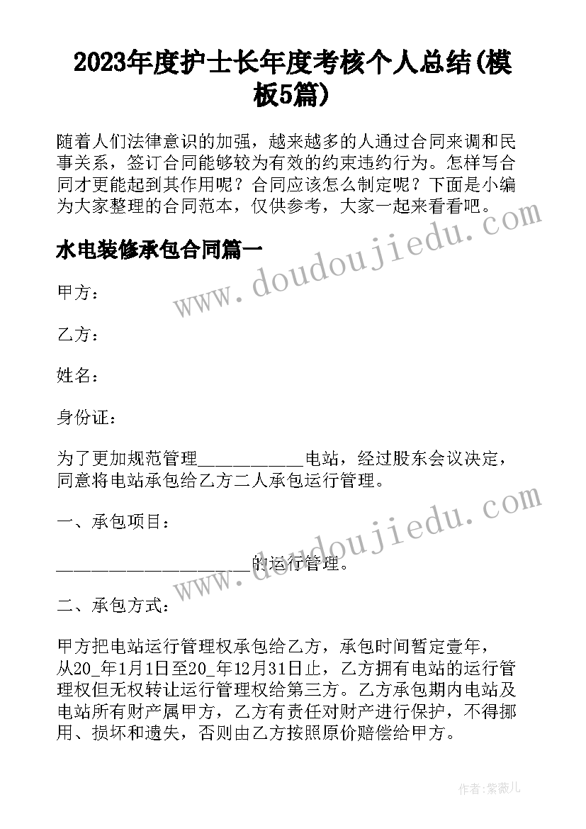 2023年度护士长年度考核个人总结(模板5篇)