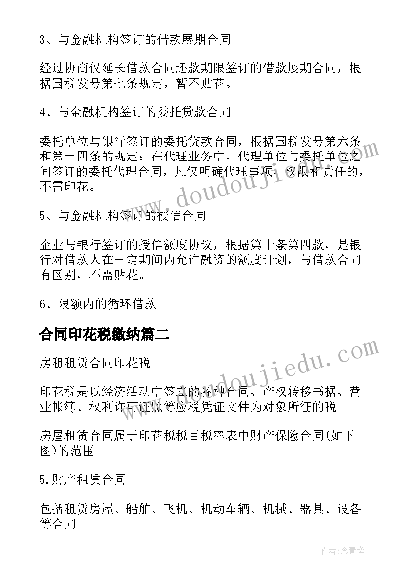 合同印花税缴纳(汇总8篇)