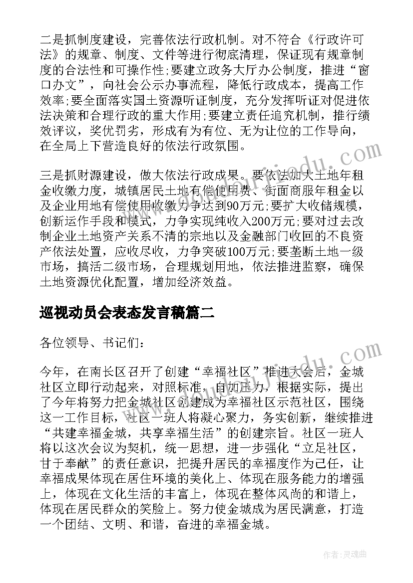 最新巡视动员会表态发言稿 综治工作会上的表态发言稿集合(优质5篇)