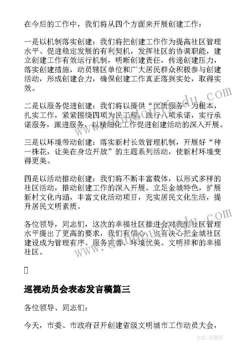 最新巡视动员会表态发言稿 综治工作会上的表态发言稿集合(优质5篇)