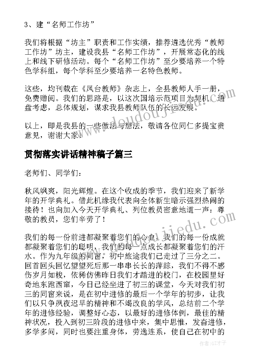 贯彻落实讲话精神稿子(汇总6篇)