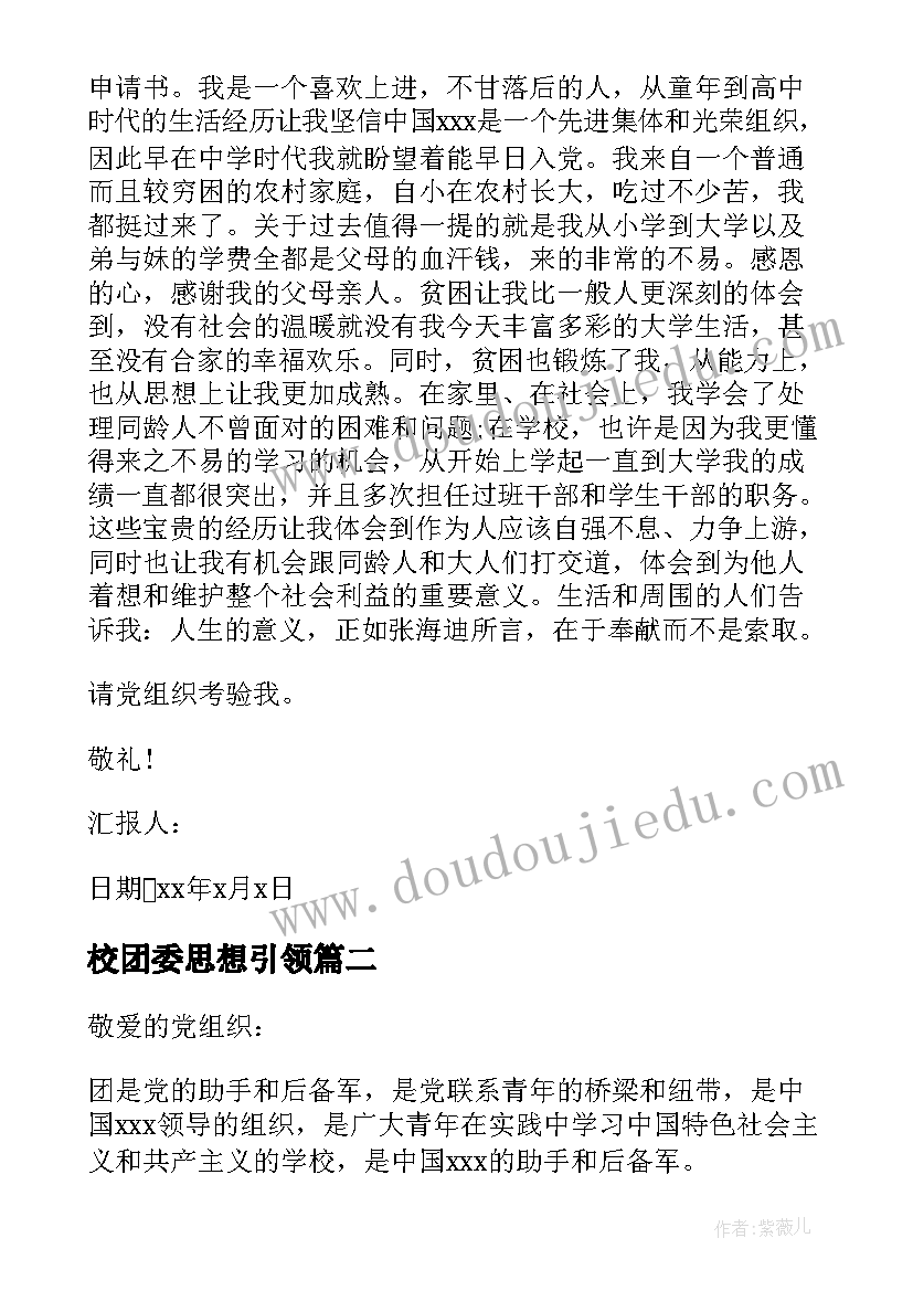 校团委思想引领 团委委员思想报告(优质5篇)