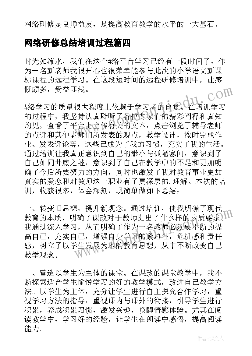 2023年网络研修总结培训过程(通用10篇)