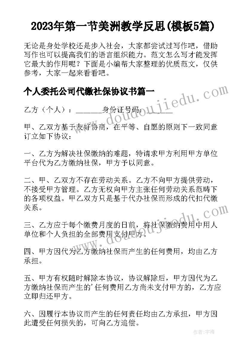 2023年第一节美洲教学反思(模板5篇)