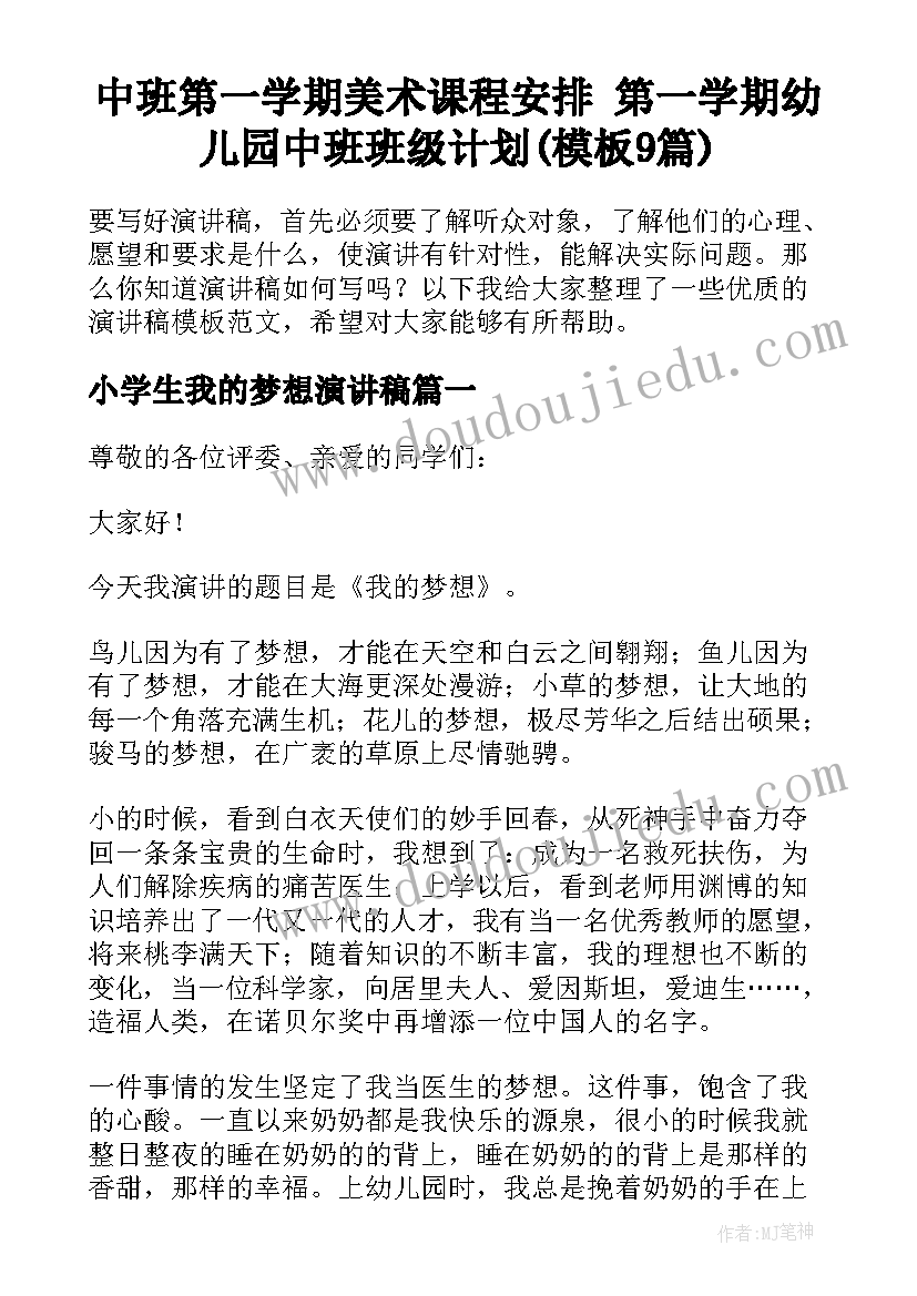 中班第一学期美术课程安排 第一学期幼儿园中班班级计划(模板9篇)