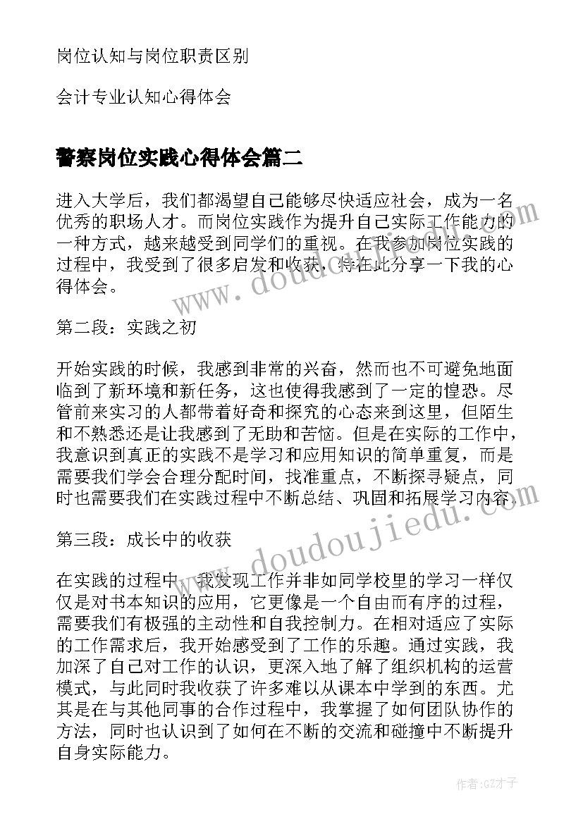 2023年警察岗位实践心得体会(模板5篇)