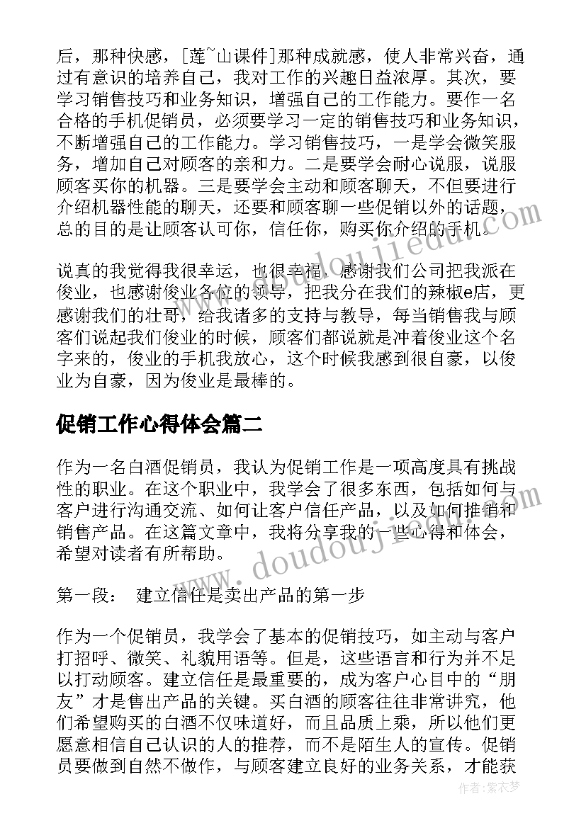 最新促销工作心得体会(通用5篇)