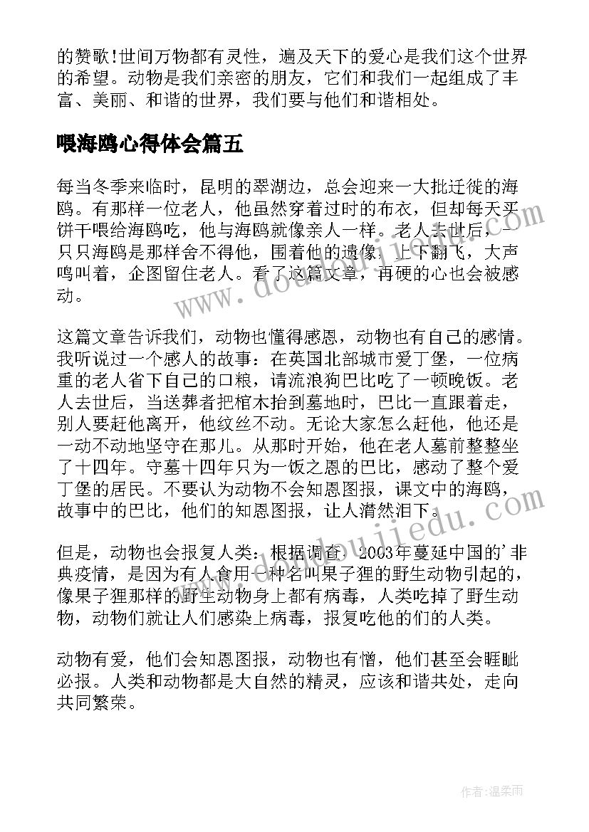 2023年喂海鸥心得体会 海鸥心得体会(实用5篇)