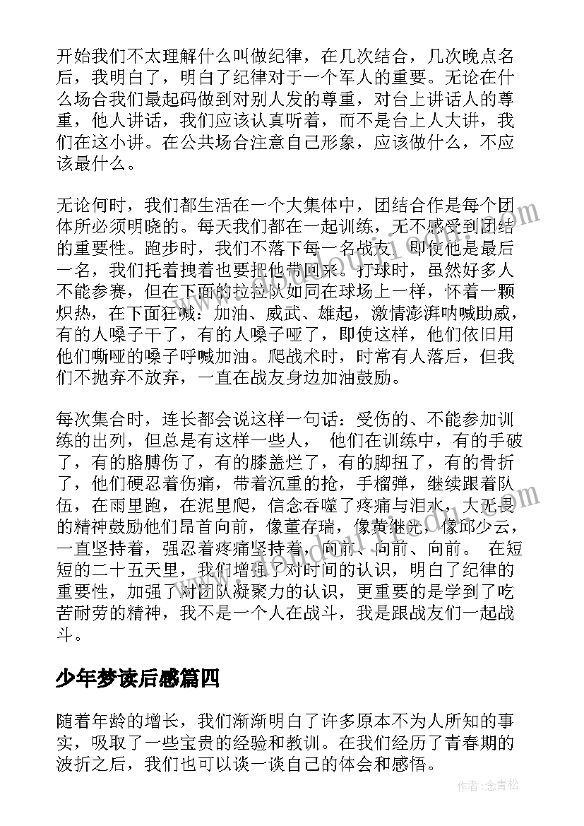 少年梦读后感(实用8篇)