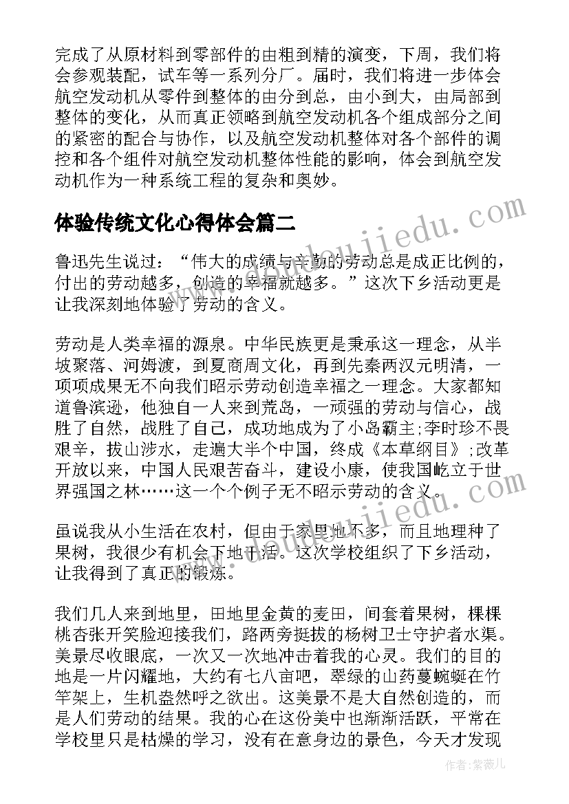 2023年体验传统文化心得体会(通用6篇)