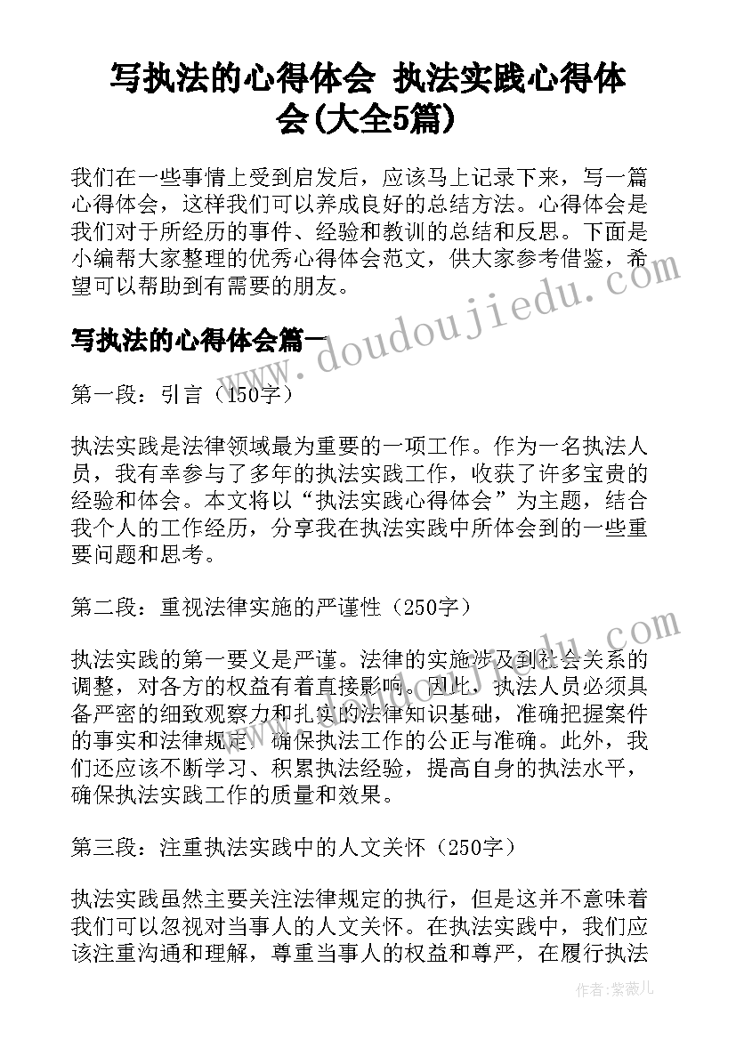 写执法的心得体会 执法实践心得体会(大全5篇)