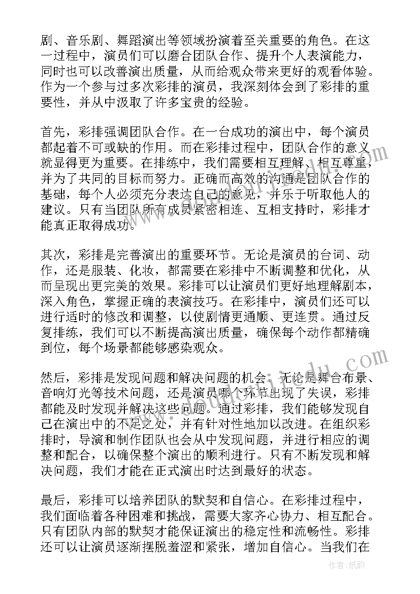 2023年彩排心得体会(大全10篇)