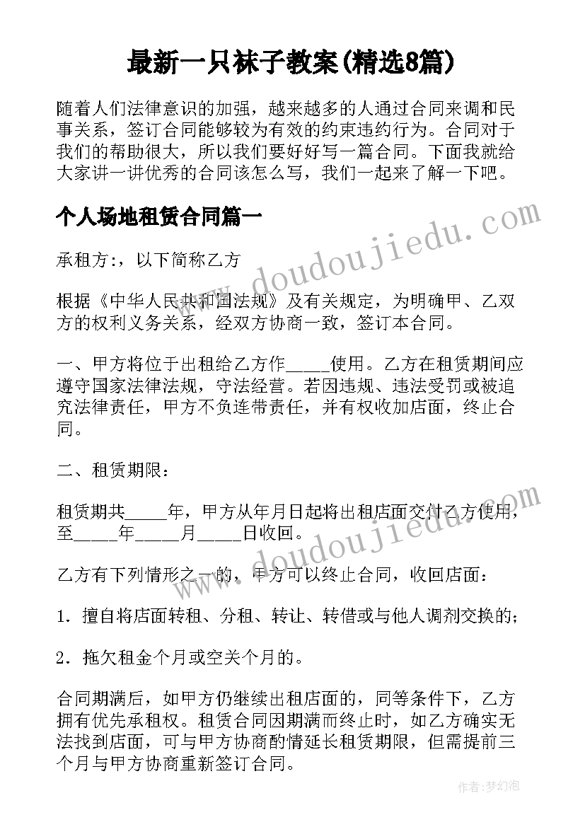 最新一只袜子教案(精选8篇)