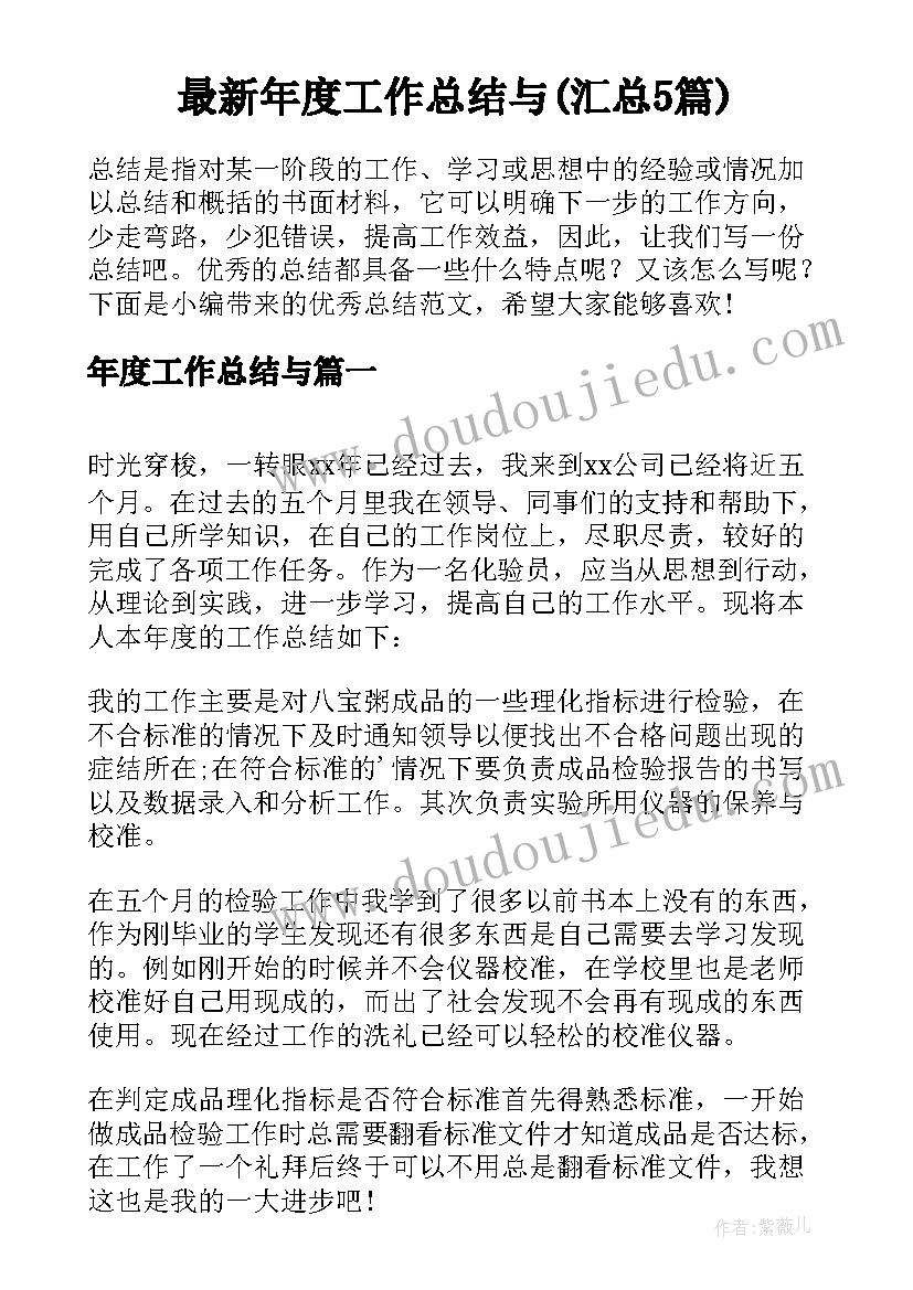 最新年度工作总结与(汇总5篇)