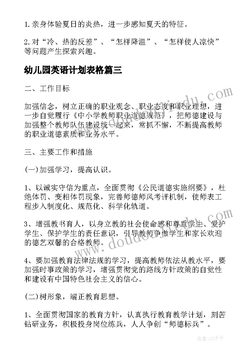 最新幼儿园英语计划表格 幼儿园教师个人研修计划表(模板5篇)