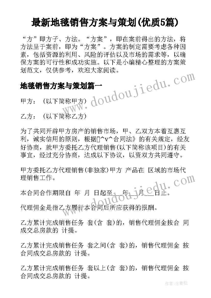 最新地毯销售方案与策划(优质5篇)