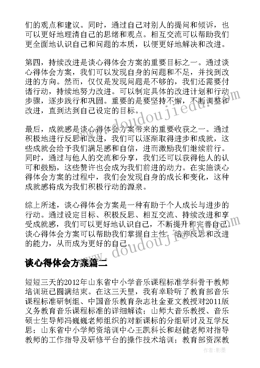 最新谈心得体会方案(优质5篇)