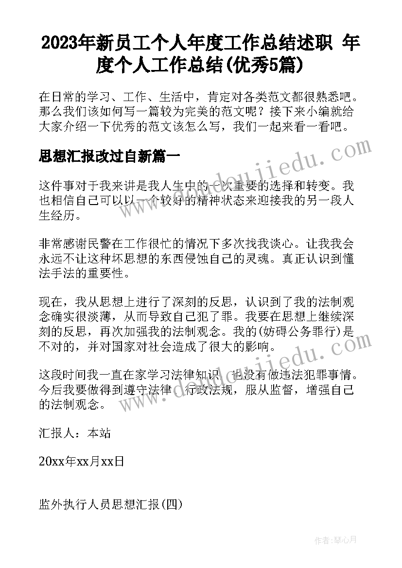 2023年新员工个人年度工作总结述职 年度个人工作总结(优秀5篇)