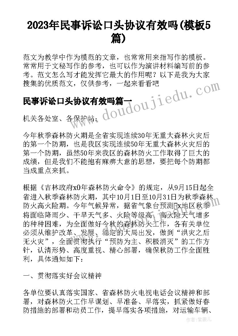 2023年民事诉讼口头协议有效吗(模板5篇)