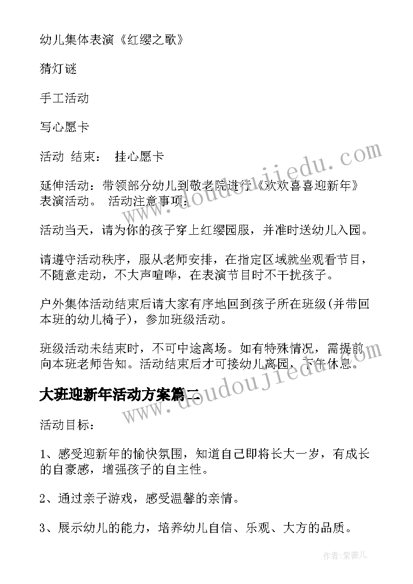 2023年大班迎新年活动方案 幼儿园大班迎新年活动方案(实用5篇)