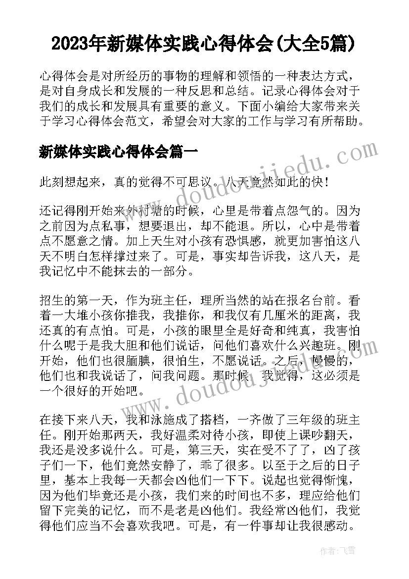 2023年新媒体实践心得体会(大全5篇)