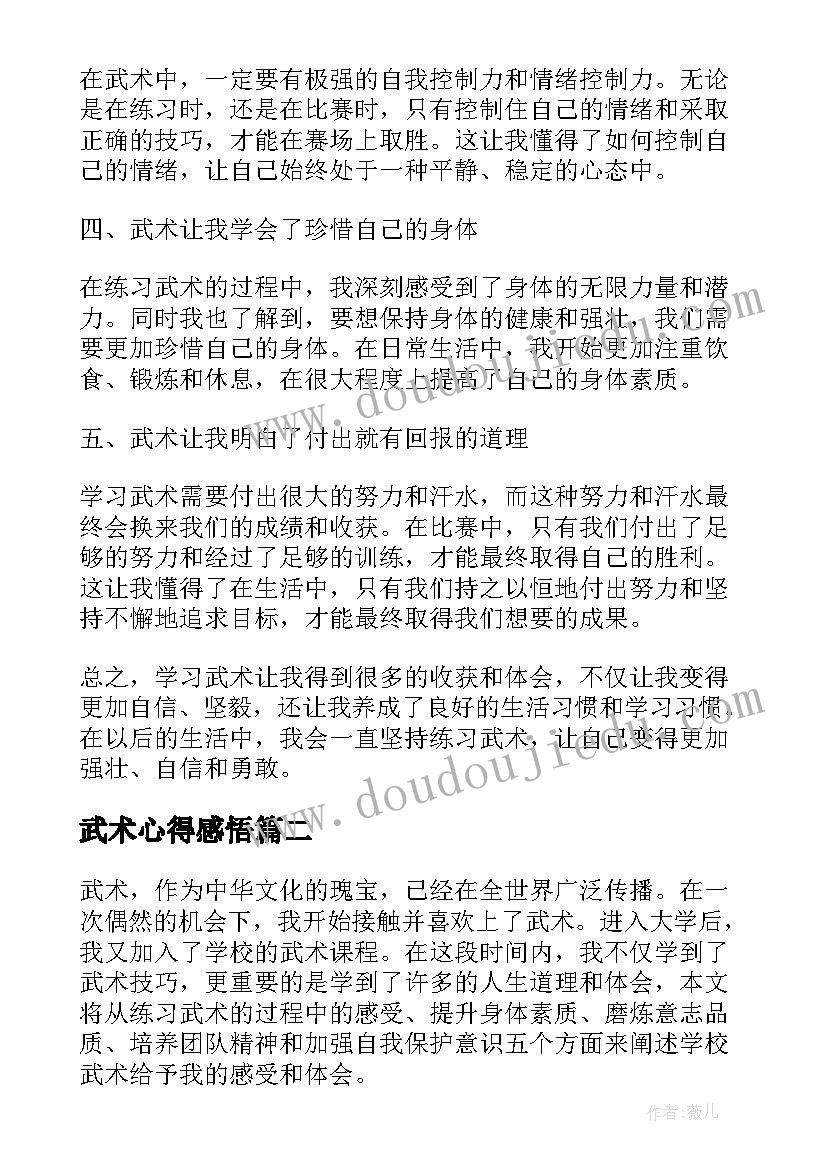 2023年武术心得感悟 学校武术心得体会(大全9篇)