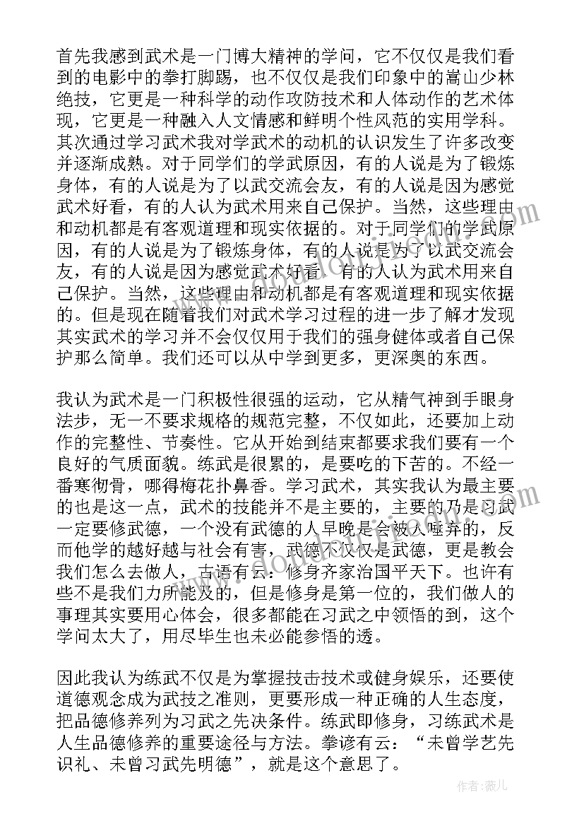 2023年武术心得感悟 学校武术心得体会(大全9篇)