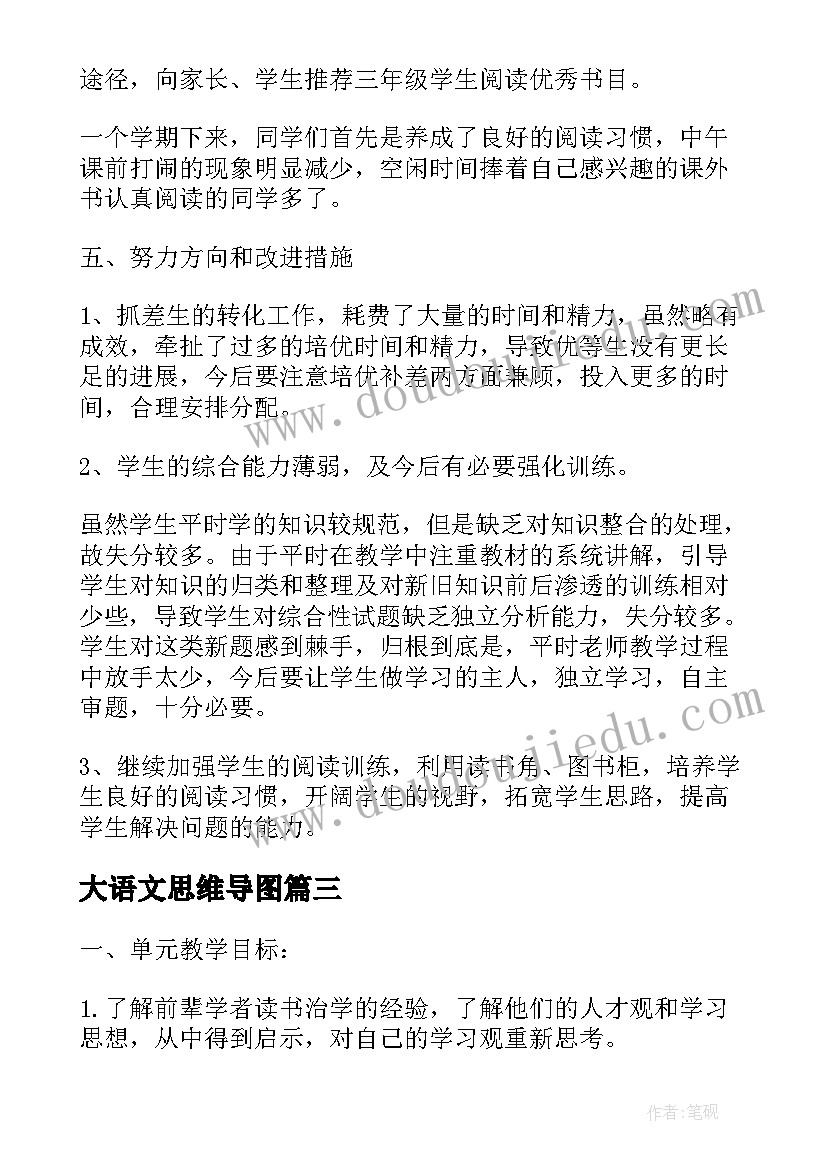 最新大语文思维导图 小学三年级语文教师思想总结(优质7篇)