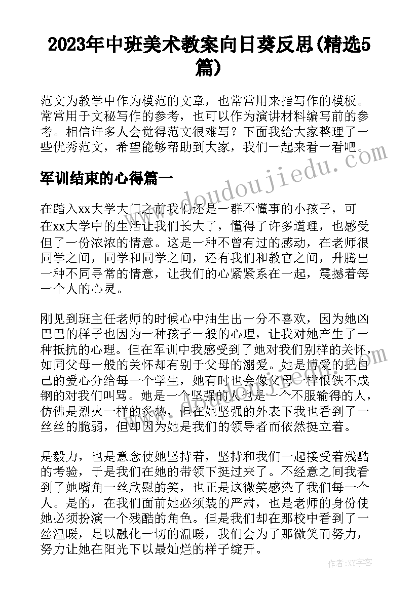 2023年中班美术教案向日葵反思(精选5篇)